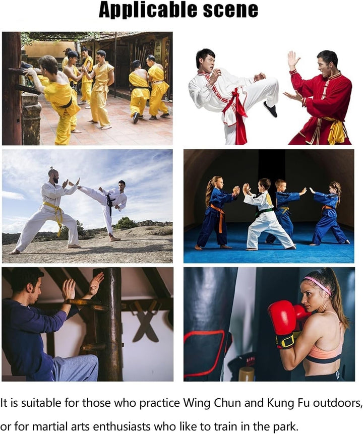 Wing Chun Attrappe für Kampfsport, Tragbarer Wing Chun Dummy, Training Wooden Attrappe mit Federarm,