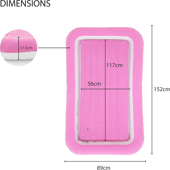 Avenli 85490 Luftmatratze für Kinder, Einzelbett, beflockt, Rosa, 152 cm x 89 cm x 17,5 cm
