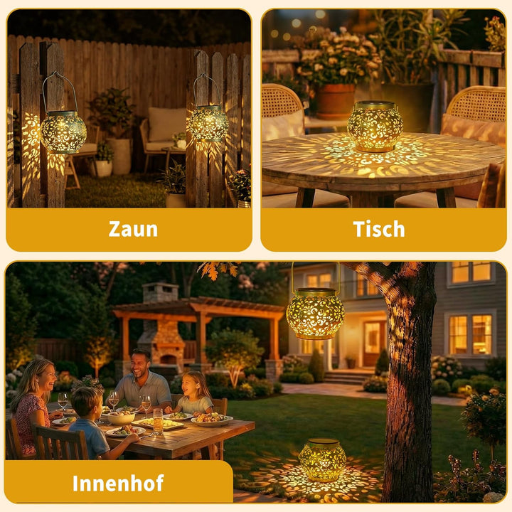 JOYCREATOR Solarlaterne für Aussen Hängend & Stehend, 2 Stück Solarlampen für Aussen Garten IP65 Was