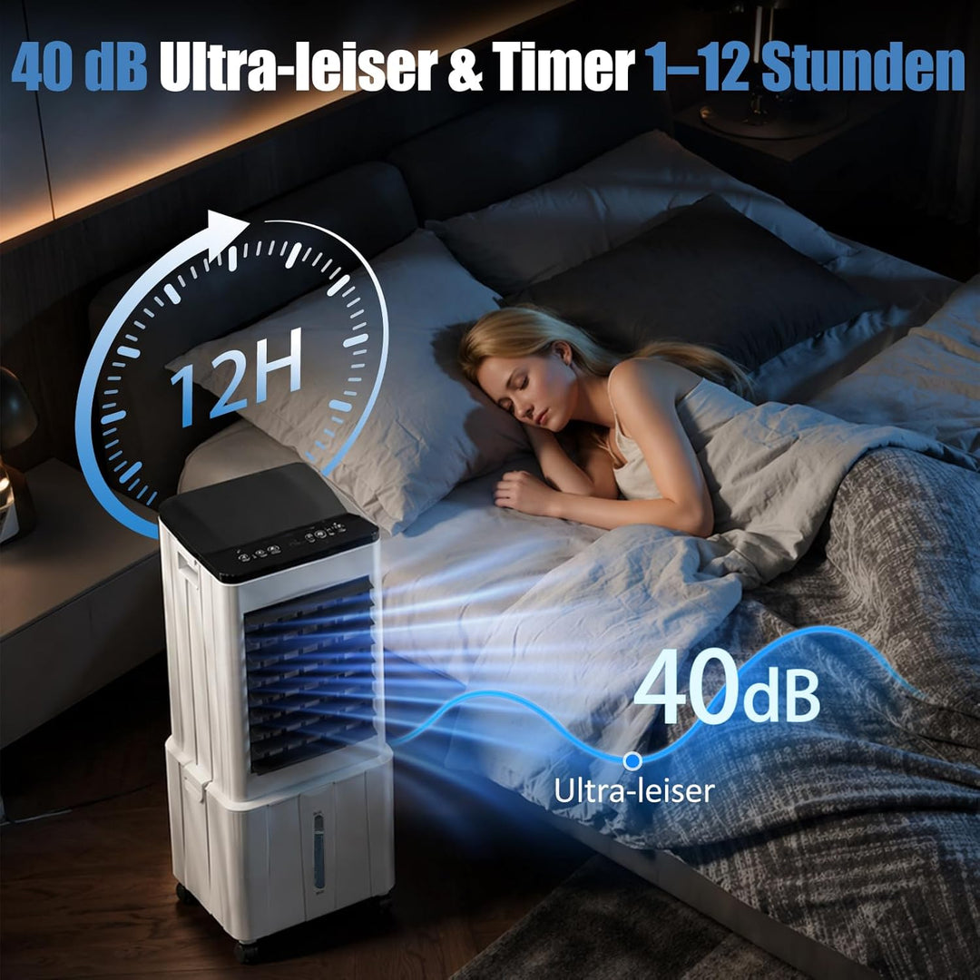 Klimaanlage Mobil, 14L 60W Klimaanlage ohne Abluftschlauch mit 12H Timer, 3 Modus, 40dB, 120°Oszilla