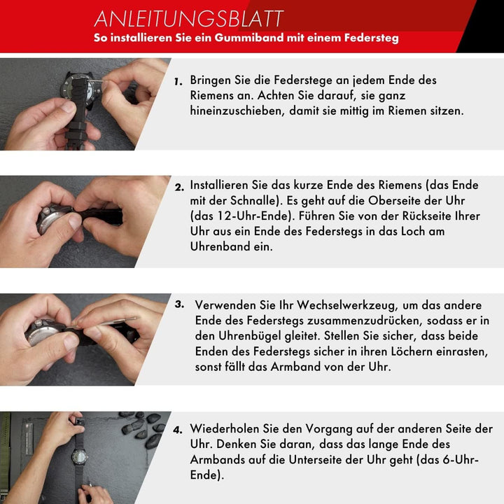 Luminox Uhrenarmband FPX.3000.21H.2.K - 21mm Schwarzes Ersatzarmband aus Gummi mit Edelstahl Dornsch