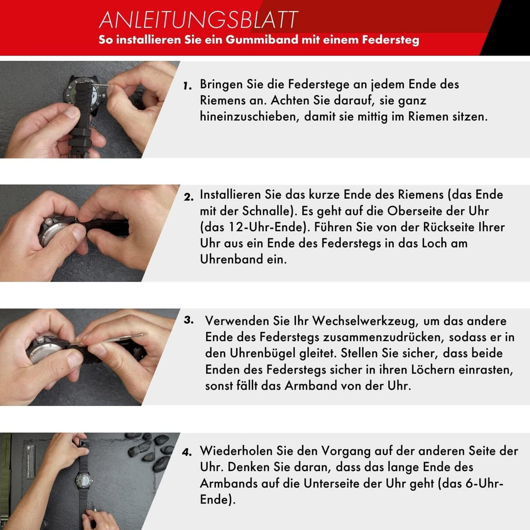 Luminox Uhrenarmband FPX.3000.21H.2.K - 21mm Schwarzes Ersatzarmband aus Gummi mit Edelstahl Dornsch