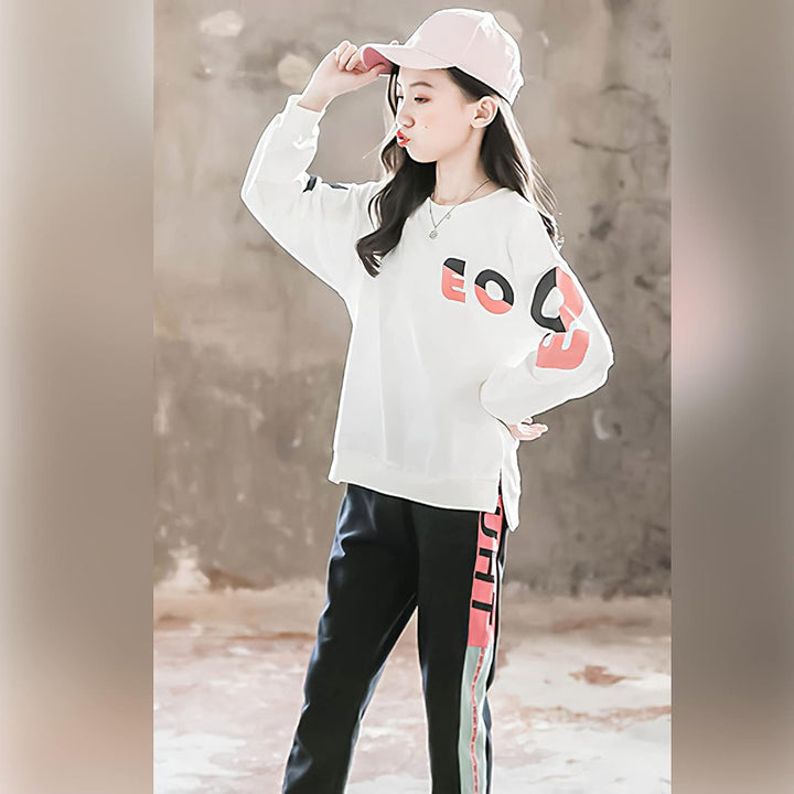 Mädchen Trainingsanzug Gestreift Pullover Sweatshirt Jogging Hose Bekleidungsset for 3-14 Jahre 7-8