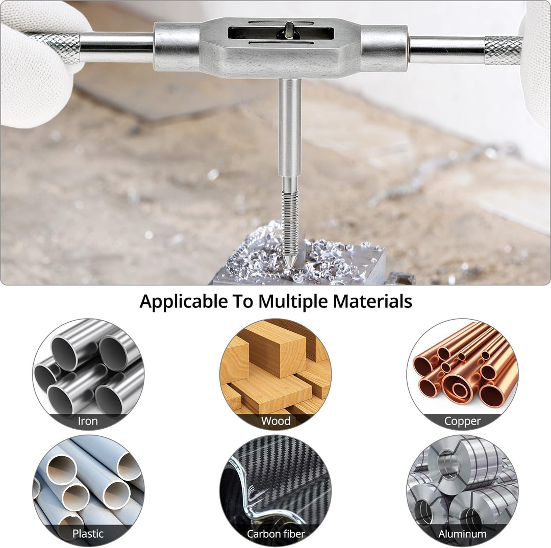 QWORK® 11 Stück Gewindebohrer-Bit-Set – HSS-Gewindebohrer M1–M3,5 mit verstellbarem Windeisen – Prof