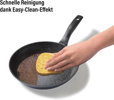 Stoneline Schmorpfanne 24 cm hoher Rand, Aluguss, Schmorpfanne beschichtet mit echten Steinpartikeln