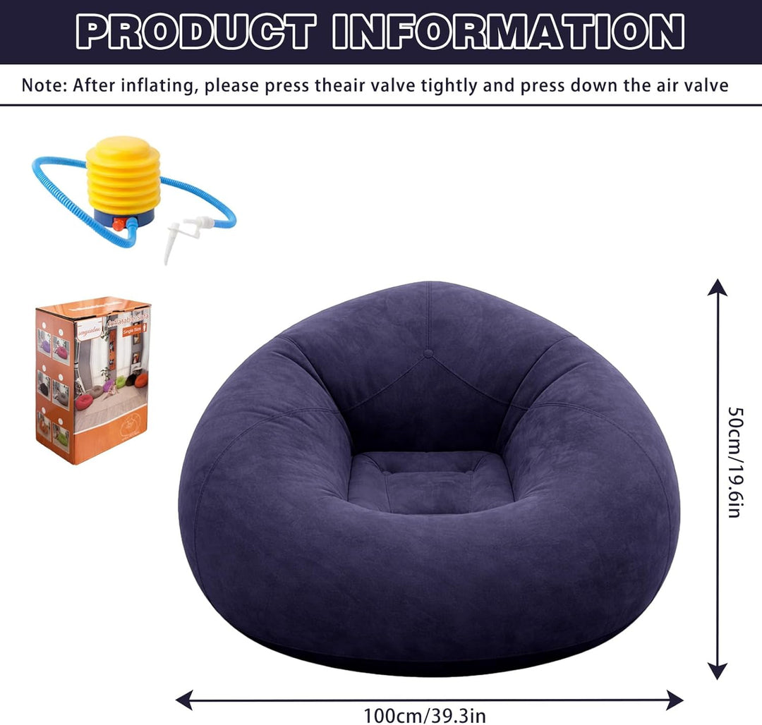 Aufblasbarer Sitzsack - 103x60cm Aufblasbares Sofa, Aufblasbarer Outdoor|Indoor-Sessel, Wohnzimmer L