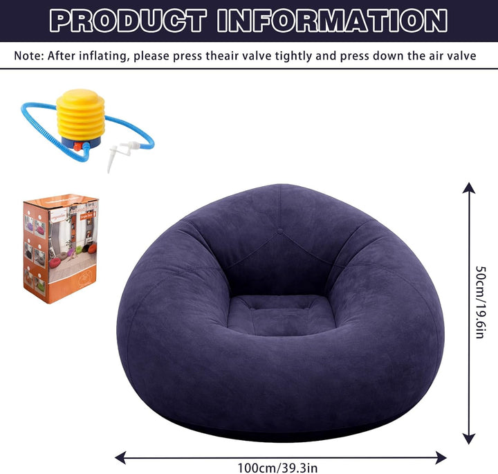 Aufblasbarer Sitzsack - 103x60cm Aufblasbares Sofa, Aufblasbarer Outdoor|Indoor-Sessel, Wohnzimmer L