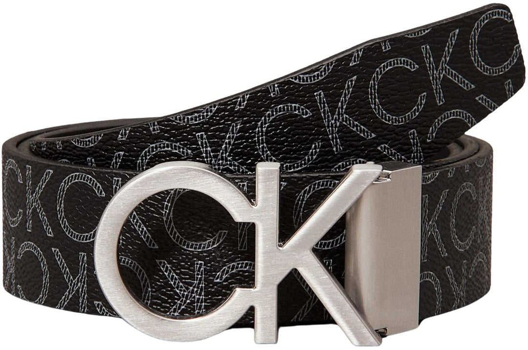 Calvin Klein Herren Gürtel Ck Rev.Adj. New Mono Belt 3.5 cm Kunstledergürtel, Schwarz (Black Monogra