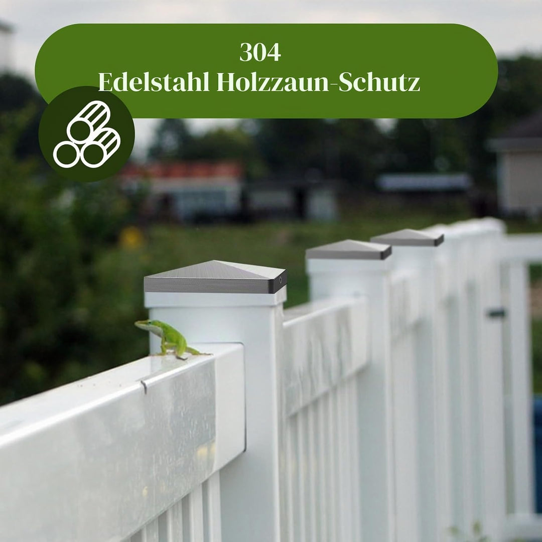 Pfostenkappen 10x10 cm, 10 Stück Edelstahl 304 Pfostenabdeckung, Pfostenkappe für Zaunpfosten und Ho