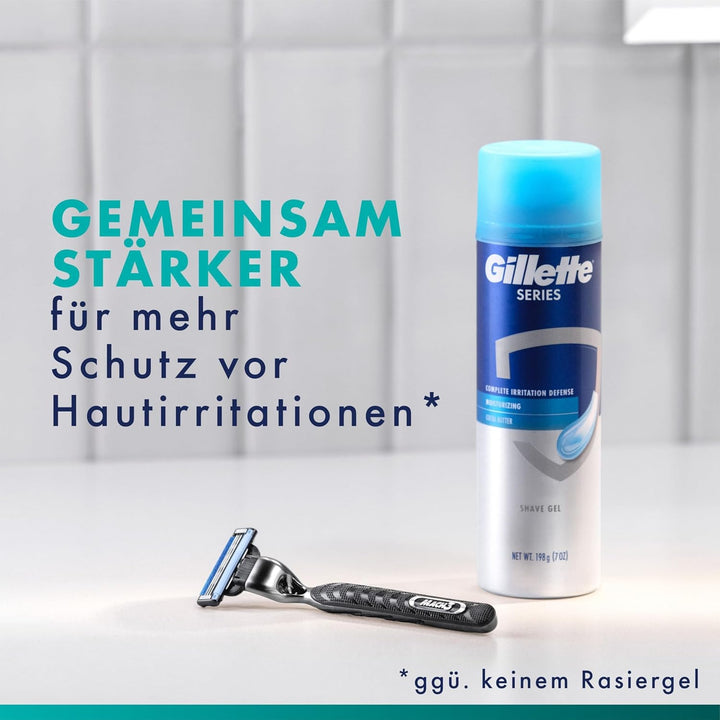Gillette Mach3 Basis Rasierer für Männer, 1 Gillette Rasierer, 6 Ersatzklingen, Mit Gleitstreifen fü