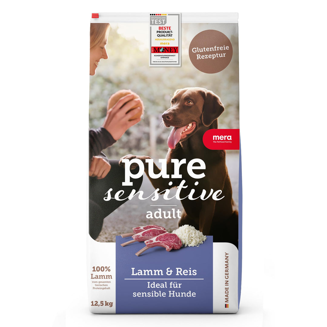MERA pure sensitive Lamm &amp; Reis, Hundefutter trocken für sensible Hunde, Trockenfutter aus Lamm und