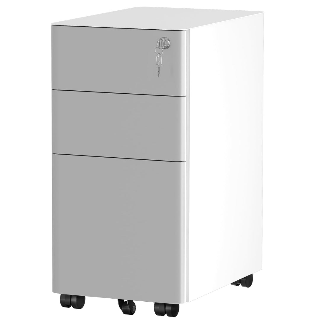 YITAHOME Rollcontainer mit 3 Schubladen, Metall Abschliessbar Aktenschrank für A4, Legal, Letter, Mo