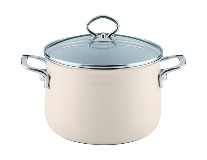 Riess, 0703-011, Fleischtopf mit Glasdeckel, NOUVELLE-AVORIO EXTRA STARK, Durchmessser 20 cm, Höhe 2