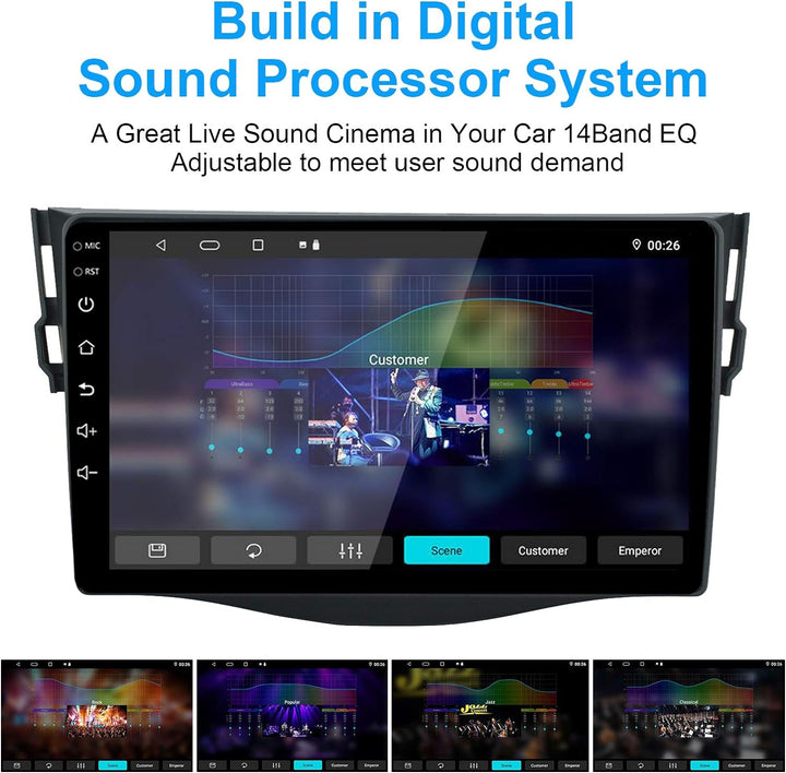 EZoneTronics 2DIN Android 10.1 Autoradio Stereo 9 Zoll für Toyota RAV 4 2007-2012 Kapazitive Touchsc