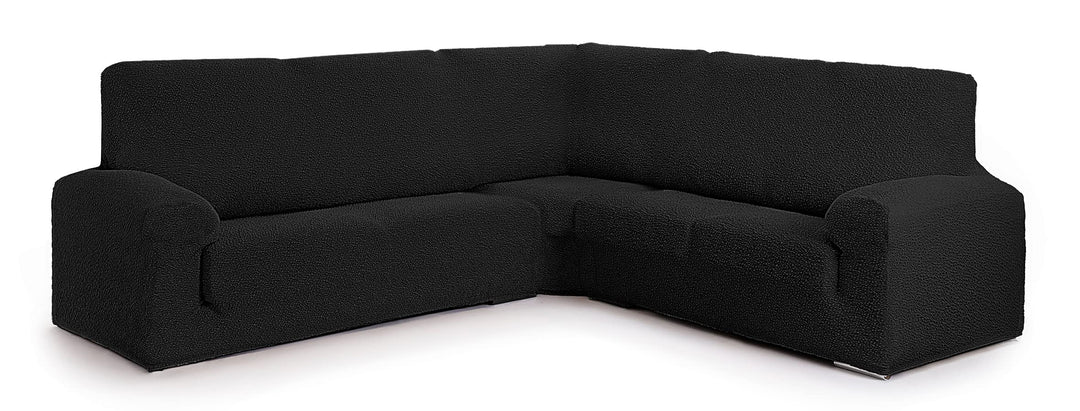 Milica Bezug für Ecksofa aus anpassbarem Stoff, normale Grösse (bis zu 450 cm), Farbe 10 Schwarz 10