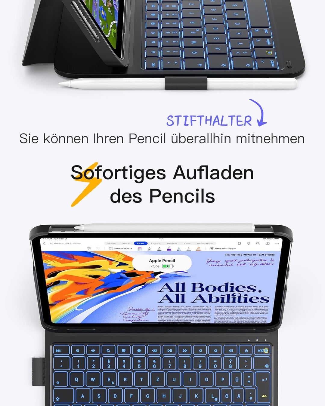 Inateck Ultraleichte Hülle mit Tastatur für iPad 10 Generation,iPad Air 6 11 Zoll 2024,iPad Air 5/4