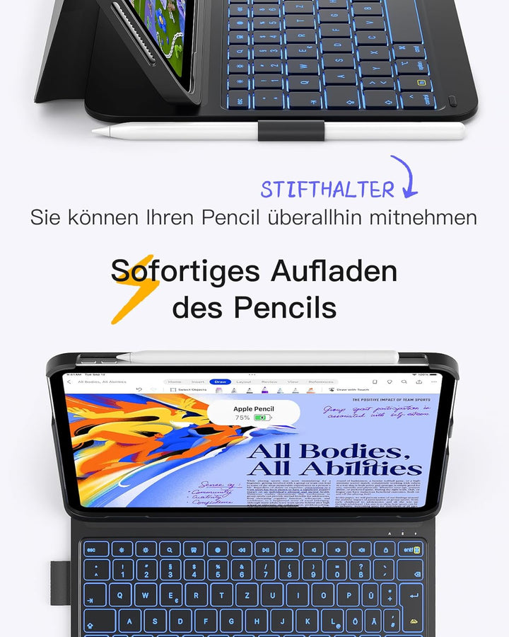Inateck Ultraleichte Hülle mit Tastatur für iPad 10 Generation,iPad Air 6 11 Zoll 2024,iPad Air 5/4