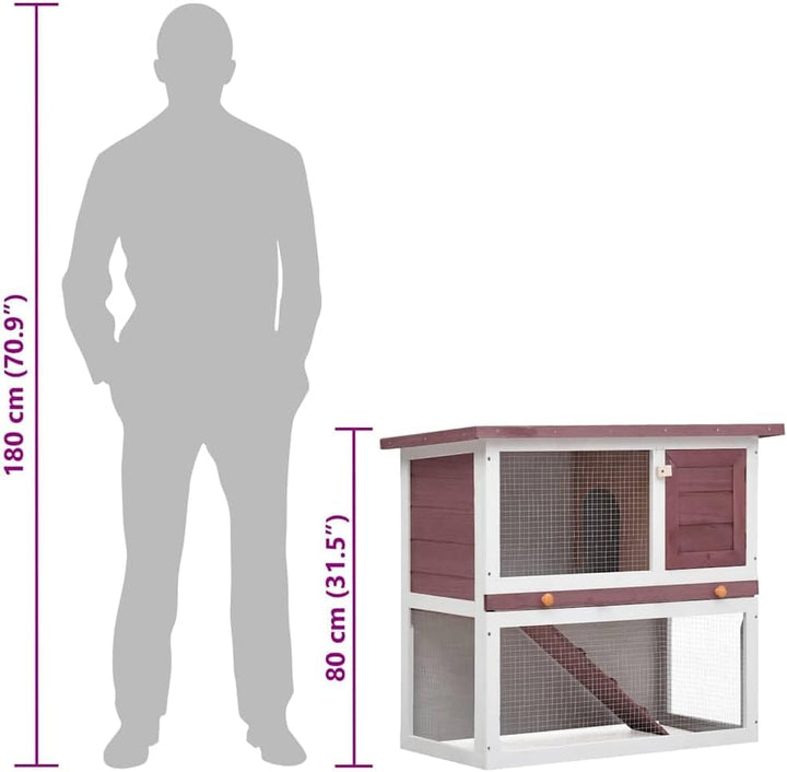 vidaXL Holz Kaninchenstall 1 Tür Braun Hasenstall Kaninchenkäfig Hasenkäfig Braun und Weiss, Braun u