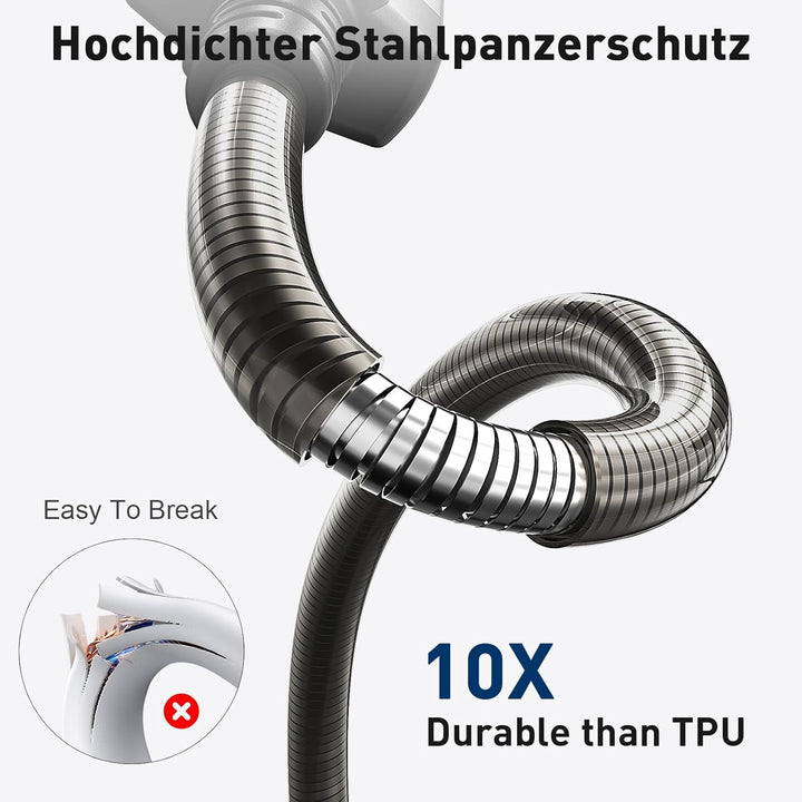 Siwket 8K HDMI Glasfaserkabel 15M, Stahlpanzerung Optisch HDMI 2.1 Kabel 48Gbps Ultra High Speed 8K@