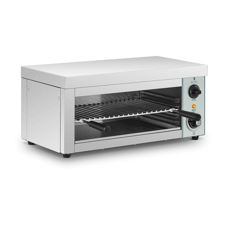 Royal Catering Salamander Grill Überbackgerät (230 V, 2000 W, E.G.O. Thermostat 50–250 °C, Auffangbe