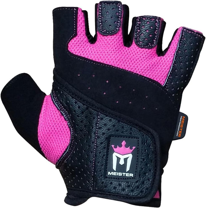 Meister Damen Fit Grip Gewichtheber-Handschuhe mit waschbarem Amara-Leder schwarz / rosa S, schwarz