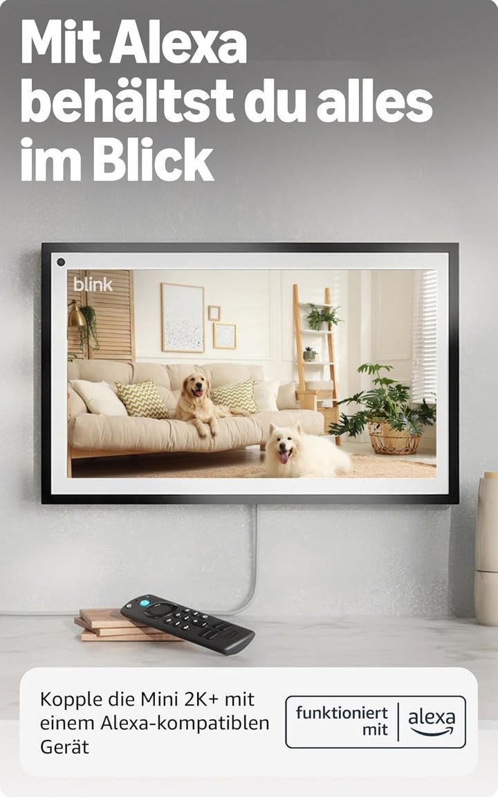 Blink Mini 2K+ (neueste Generation) Überwachungskamera für den Innenbereich| Sicherheitskamera mit N