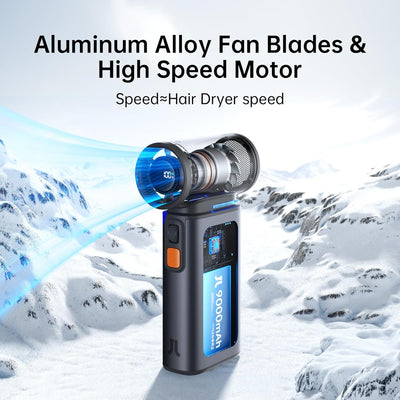 JISULIFE 2-in-1 Mini Ventilator mit Air-Duster-Funktion, Super-Power- Hand Reiseventilator, Stilvoll