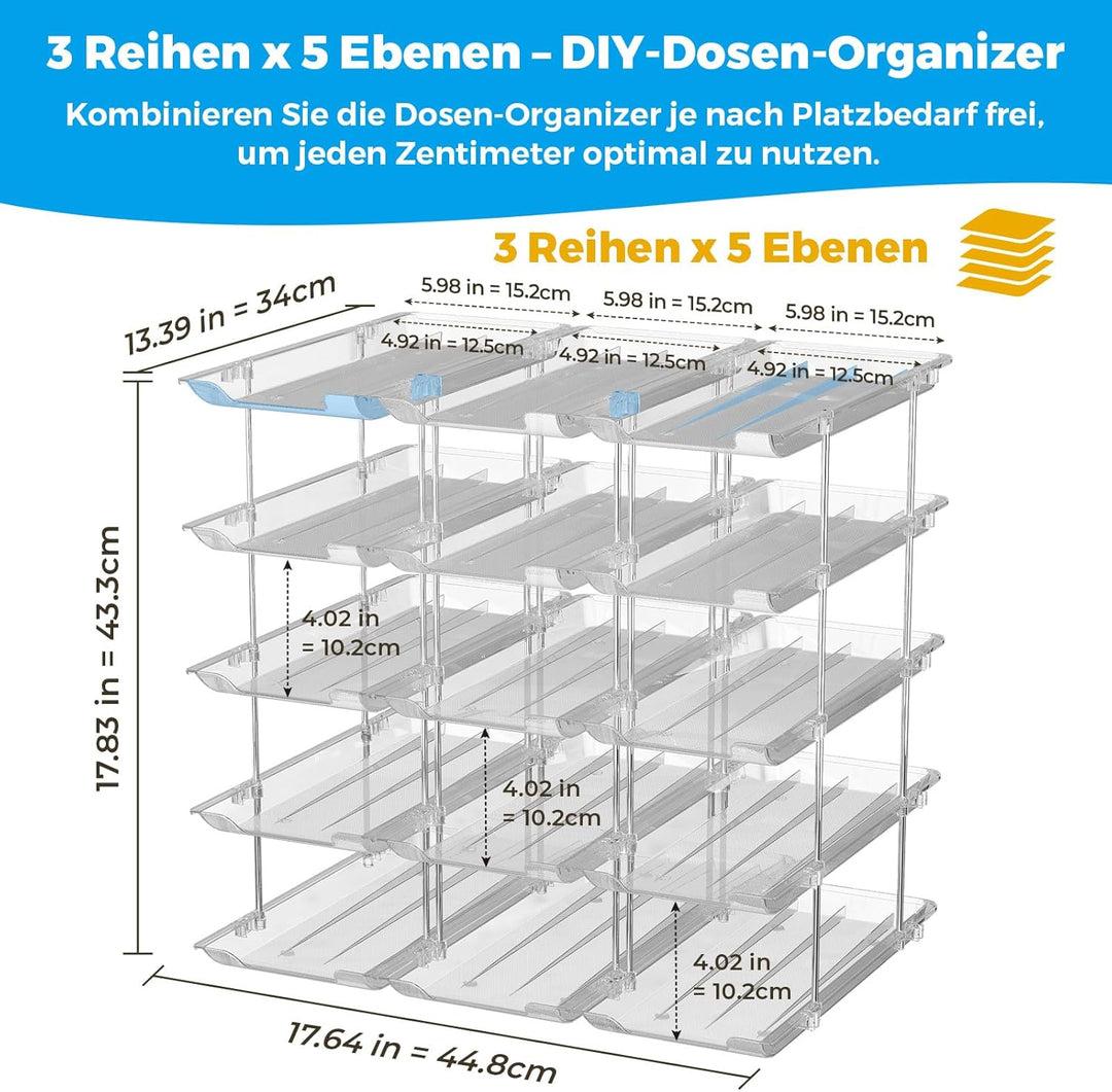 Stapelbarer Dosenhalter mit 5 Ebenen für die Vorratskammer, Konservenhalter für den Kühlschrank, für