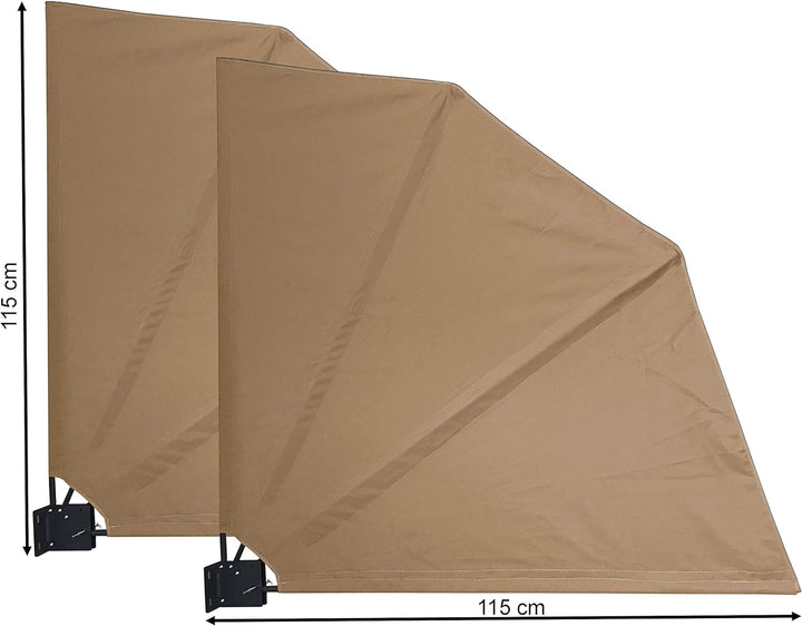 QUICK STAR 2 Stück Sichtschutz Fächer 115 x 115 cm BEIGE RAL 1001 Easy Mount Wandplatte Blickdicht B