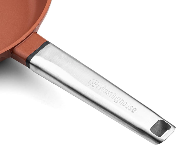 Westinghouse PERFORMANCE SERIES Wok Pfanne mit Deckel, Beschichtete Pfanne 28 cm mit Edelstahl-Griff