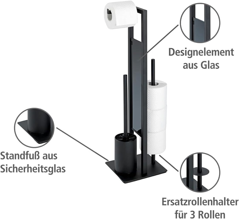 WENKO Stand WC-Garnitur Rivalta, mit integriertem Toilettenpapierhalter und WC-Bürstenhalter, lackie