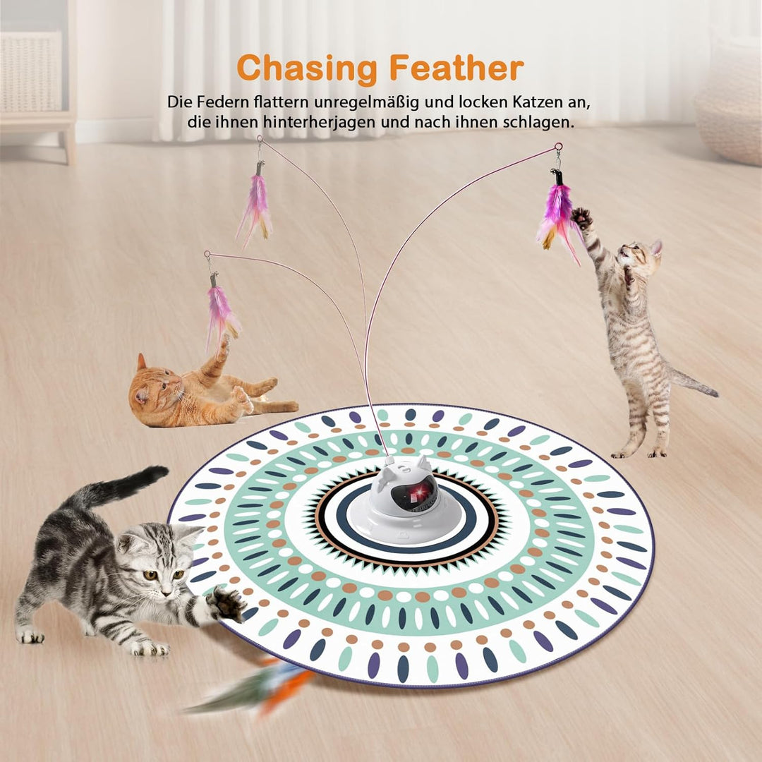Interactive Cat Toy for Indoor Cats, Cat Toys with Moving Feathers & Chasing Butterfly, Rechargeable