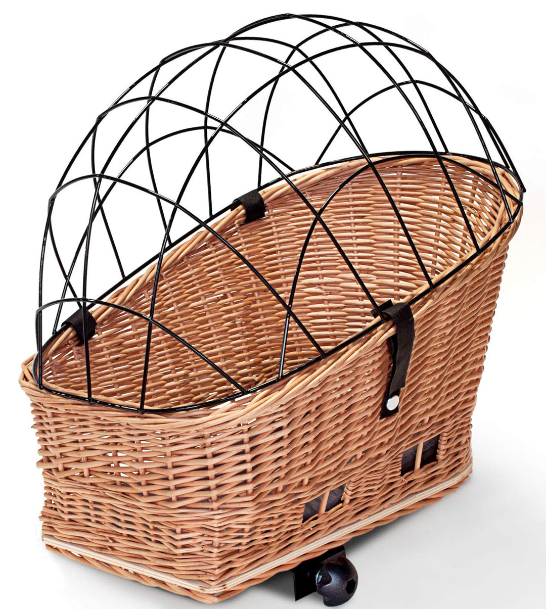Tigana - Hundefahrradkorb für Gepäckträger aus Weide Natur 56 x 36 cm mit Metallgitter Tierkorb Hint