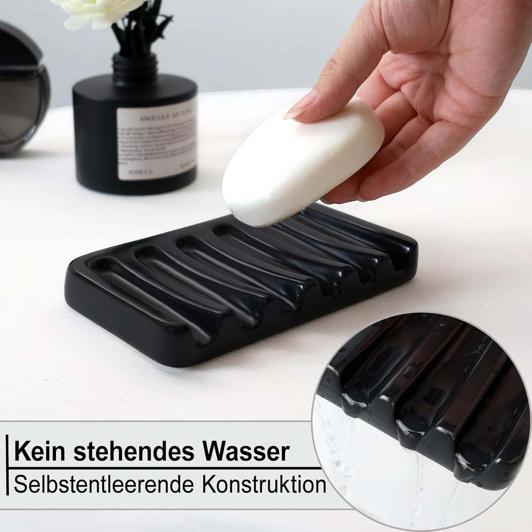 Badezimmer Set UMLACA, Badezimmer Organizer Keramik 4 Pcs, Enthält Seifenspender, Zahnputzbecher, Se