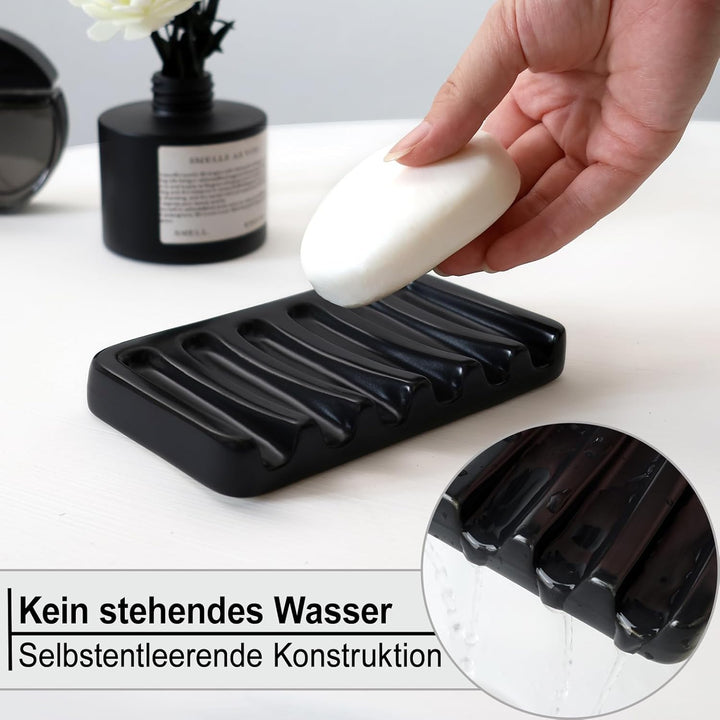 Badezimmer Set UMLACA, Badezimmer Organizer Keramik 4 Pcs, Enthält Seifenspender, Zahnputzbecher, Se