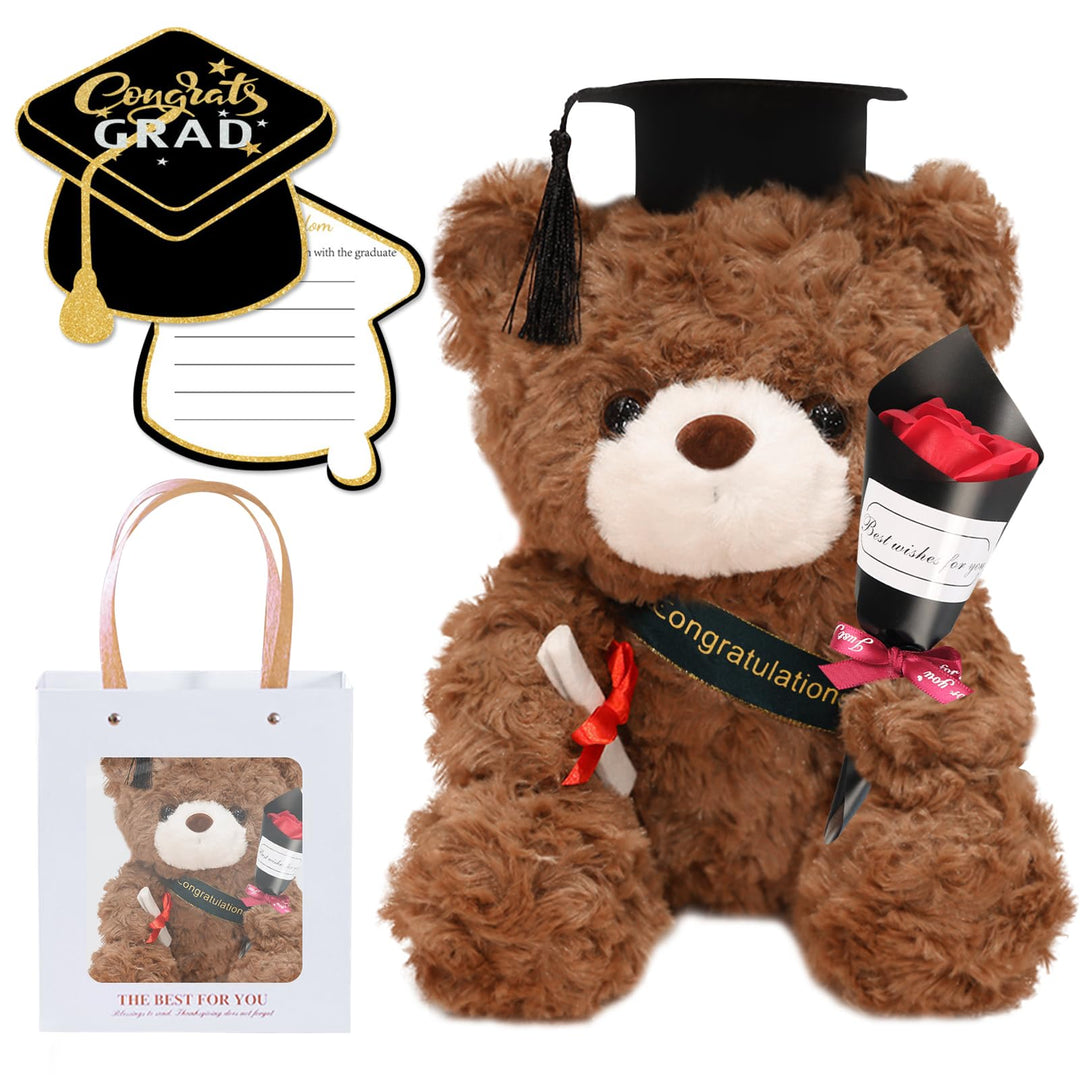 Hpbaggy Teddybär Plüschtier,Examensbär,Teddy Plüschbär mit Diplom und Doktorhut,Bachelor Abschluss G