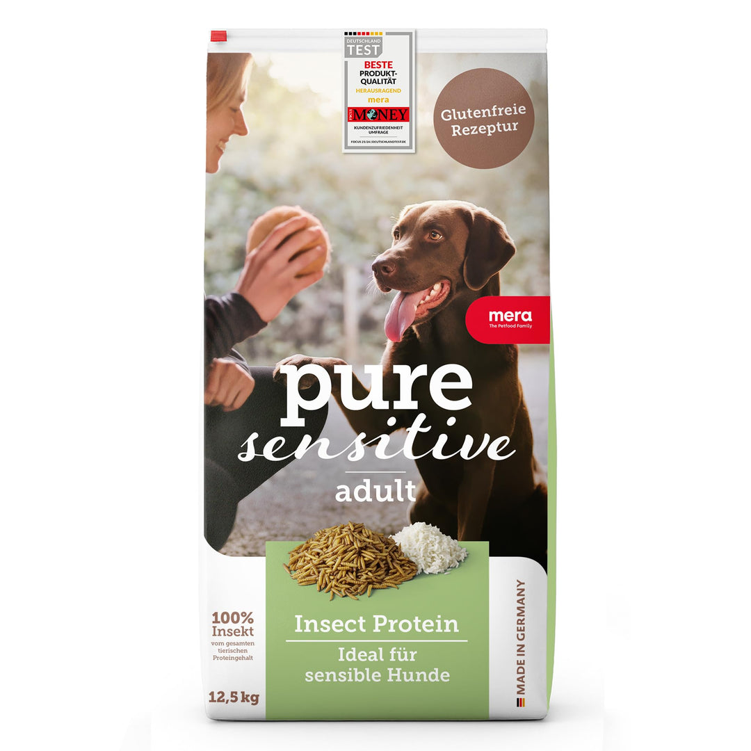 MERA Pure Sensitive Insect Protein Hundefutter, Trockenfutter mit Insekten-Protein für Sensible Hund