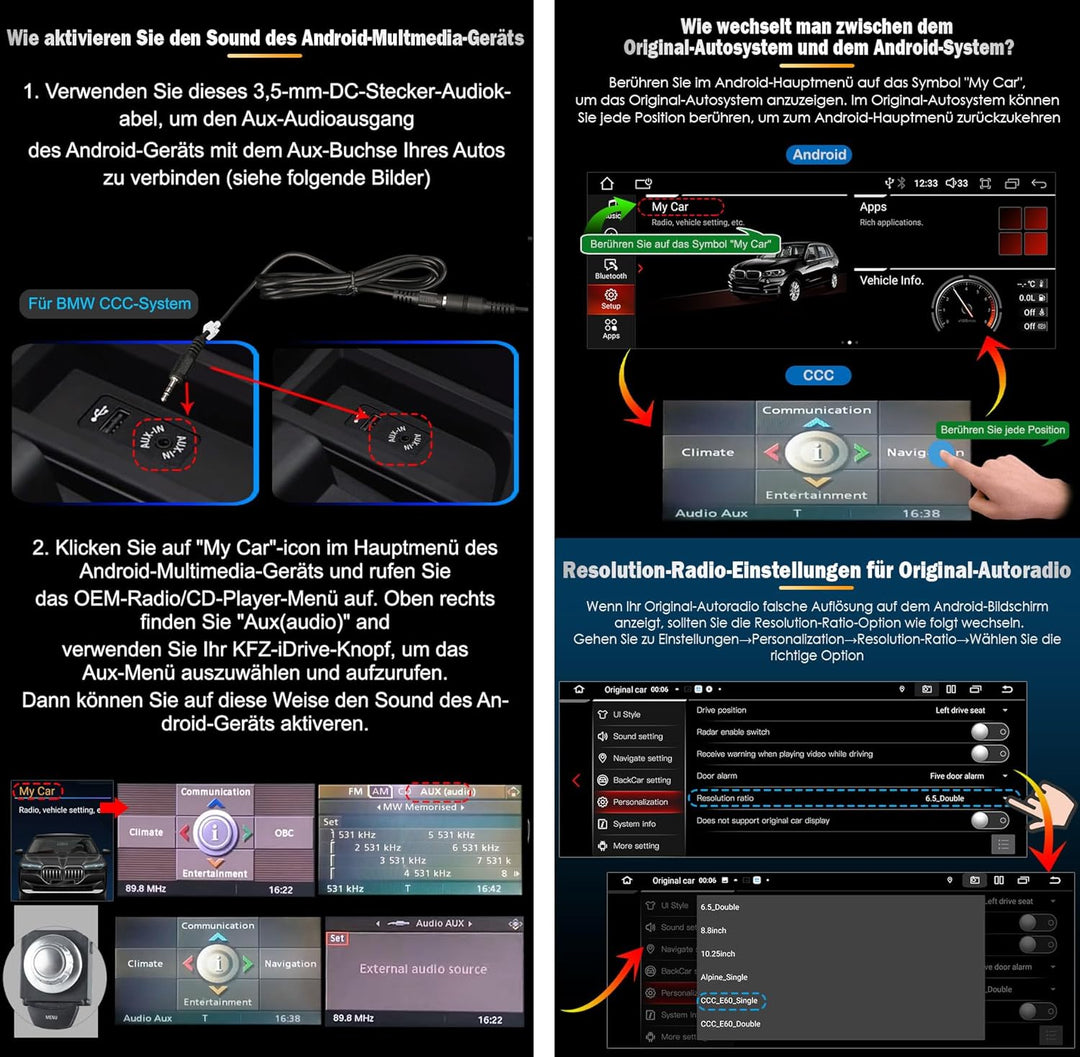 Erisin 8.8" Android 13 8-Kern 4GB RAM+64GB ROM Autoradio GPS Navi für BMW 3er E90 E91 E92 E93 5er E6