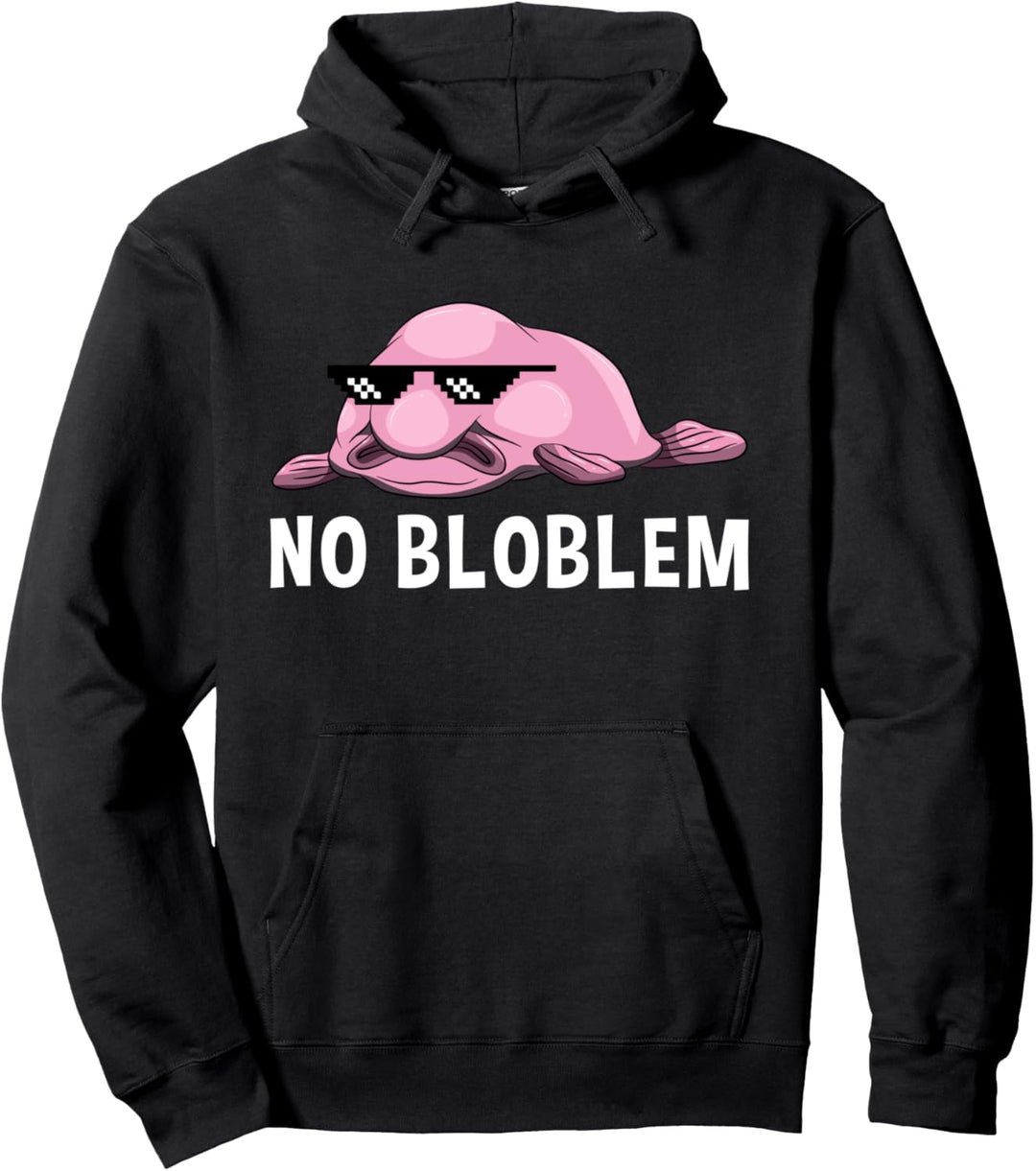 No Bloblem Blobfisch Lustiger Tiefseefisch Meme Brille Pullover Hoodie