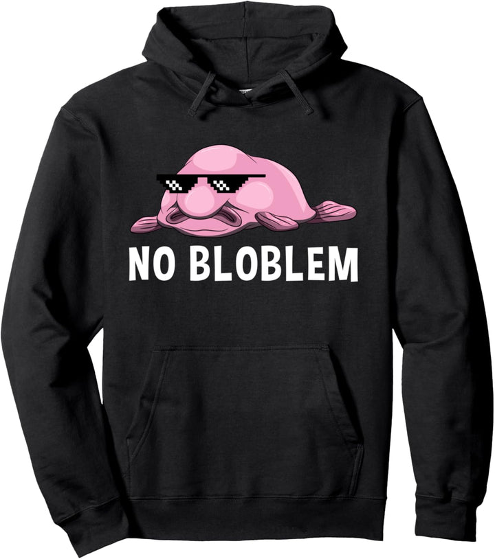 No Bloblem Blobfisch Lustiger Tiefseefisch Meme Brille Pullover Hoodie