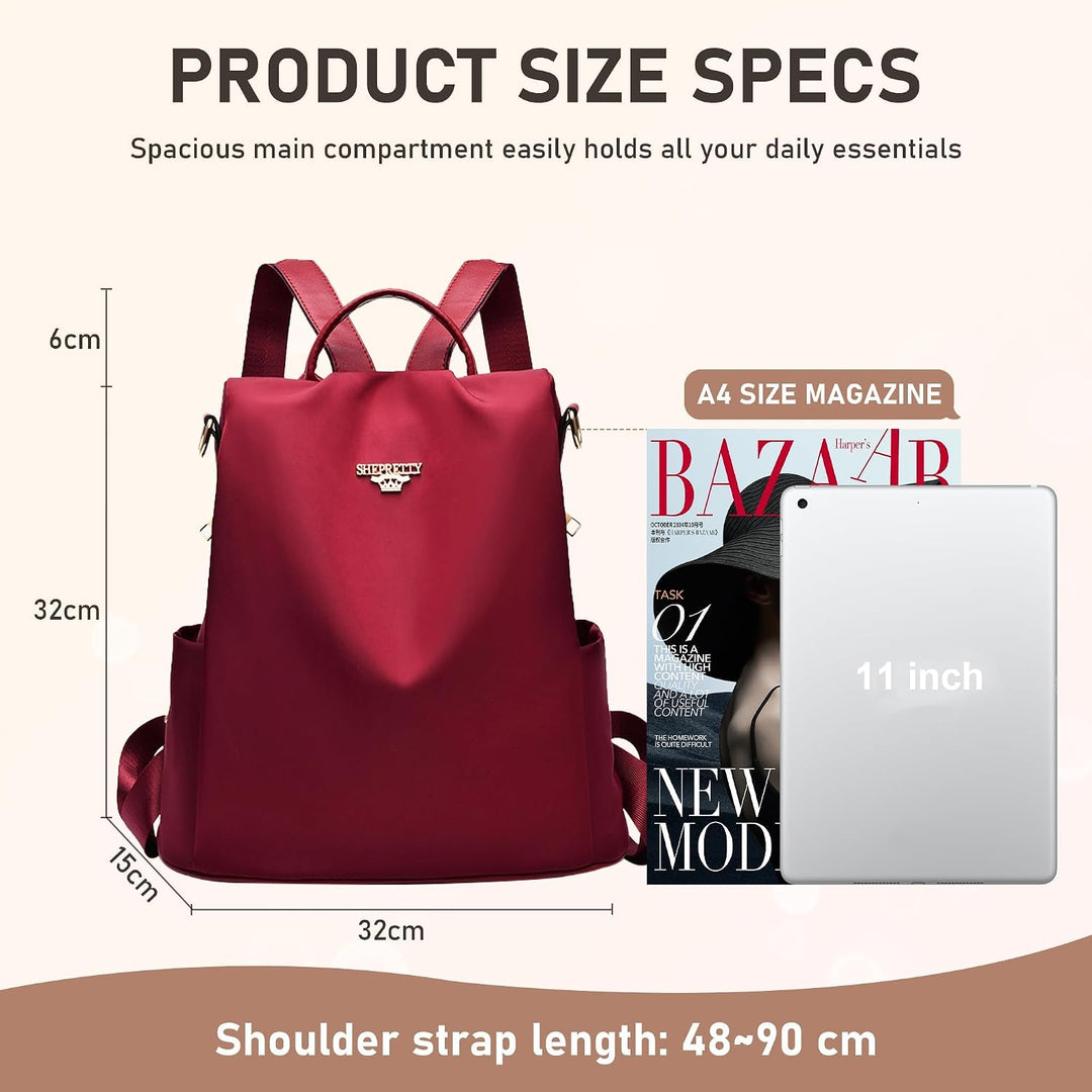shepretty Wasserdichter Diebstahl-Rucksack für Damen 3-8864rot, 3-8864rot