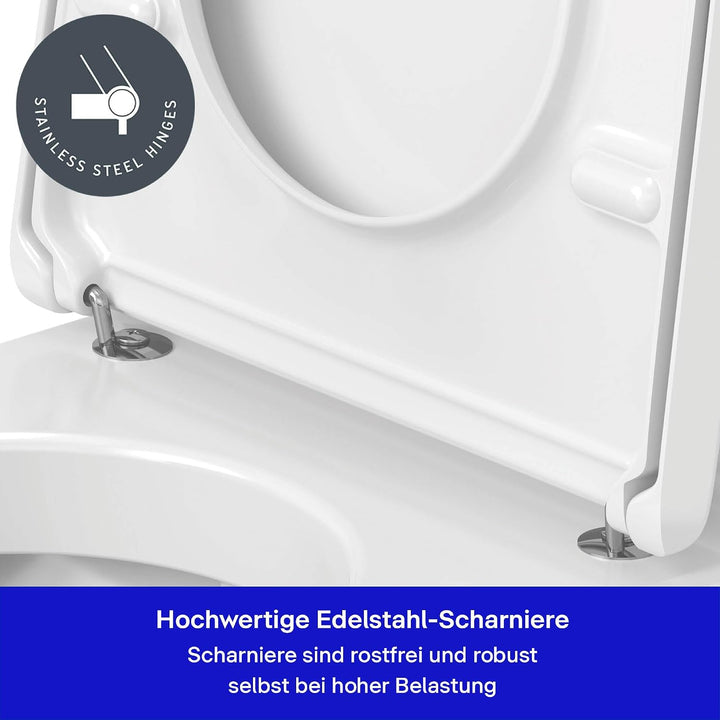 Duravit WC-Sitz D-Code, Toilettendeckel aus Urea-Duroplast, Klodeckel mit Edelstahl Scharnieren, Wei