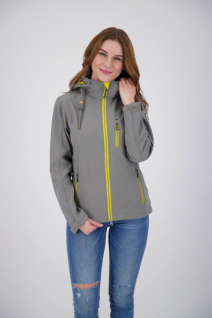 Ankerglut Damen Abnehmbarer Kapuze Gefüttert Übergangsjacke Windbreaker #Ankerglutfreude Softshellja