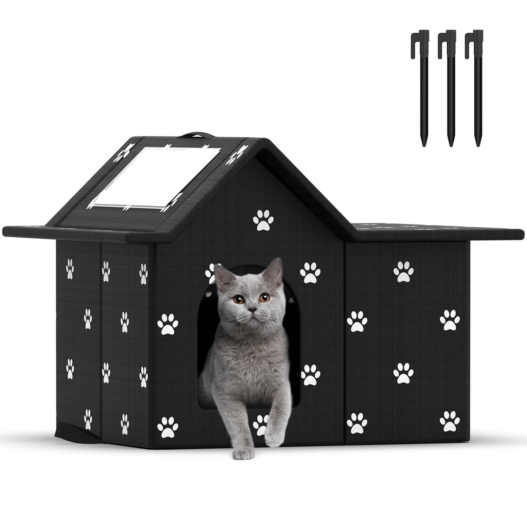 Katzenhaus Für Draussen Winterfest, Haus für verwilderte Katzen mit abnehmbaren Kissen, Winterschutz