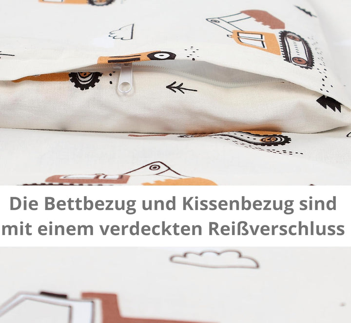 TupTam Unisex Baby Wiegenset 4-teilig Bettwäsche-Set: Bettdecke und Kopfkissen mit Bezug, Farbe: Bau