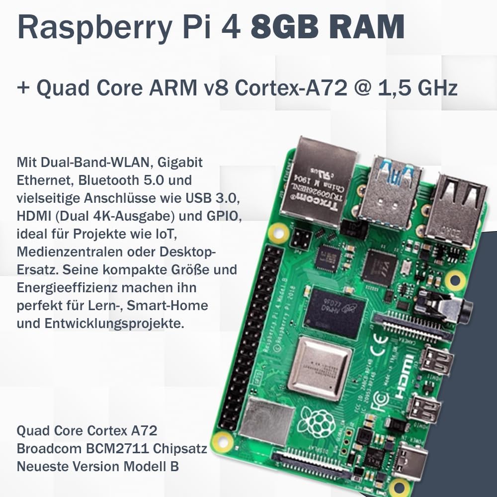 Raspberry Pi 4 Model B 8GB Desktop-Starter-Kit (32 GB, schwarz)