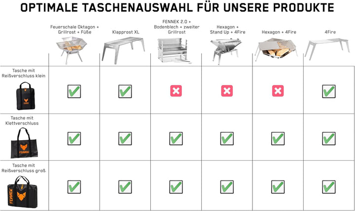FENNEK Tasche | Zubehör für die Mobile Feuerschale Hexagon und 4FIRE aus Edelstahl | für Camping, Tr