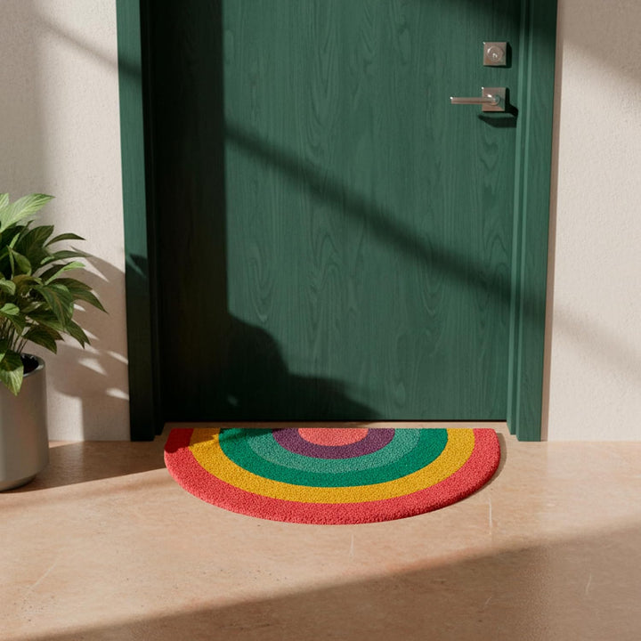 Fisura - Fussmatte aussen Regenbogen aus Kokosnuss mit Rutschfester PVC-Rückseite. Lustige Welcome F