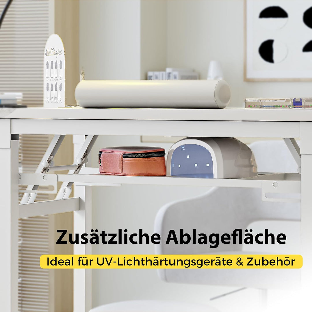 Tragbarer Nageltisch mit Staubabsaugung und LED-Lampe, Klappbarer Manikürtisch mit Tragetasche, Hand