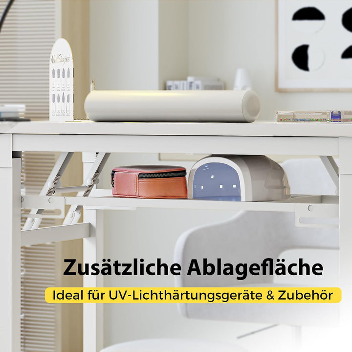 Tragbarer Nageltisch mit Staubabsaugung und LED-Lampe, Klappbarer Manikürtisch mit Tragetasche, Hand